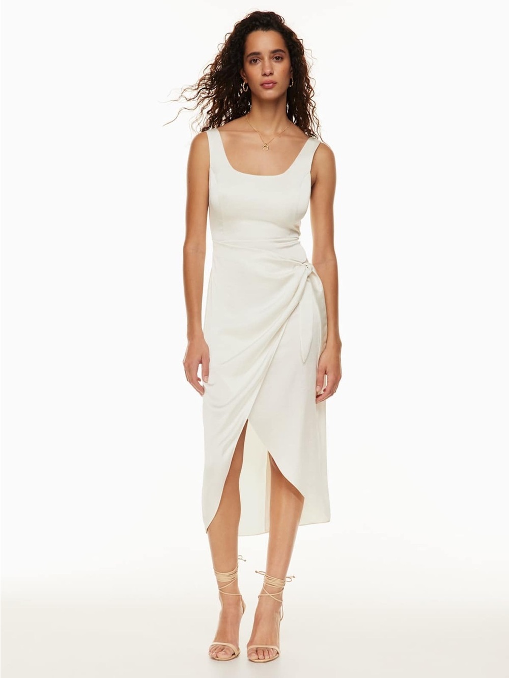 Aritzia Wilfred Saturn Satin Midi Sleeveless Wrap Dress Size 2